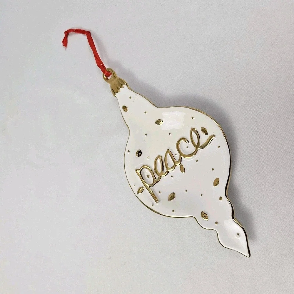 Vintage Christmas Ornament Spoon Rest Wall Decor Ceramic Peace Large Ceramic
